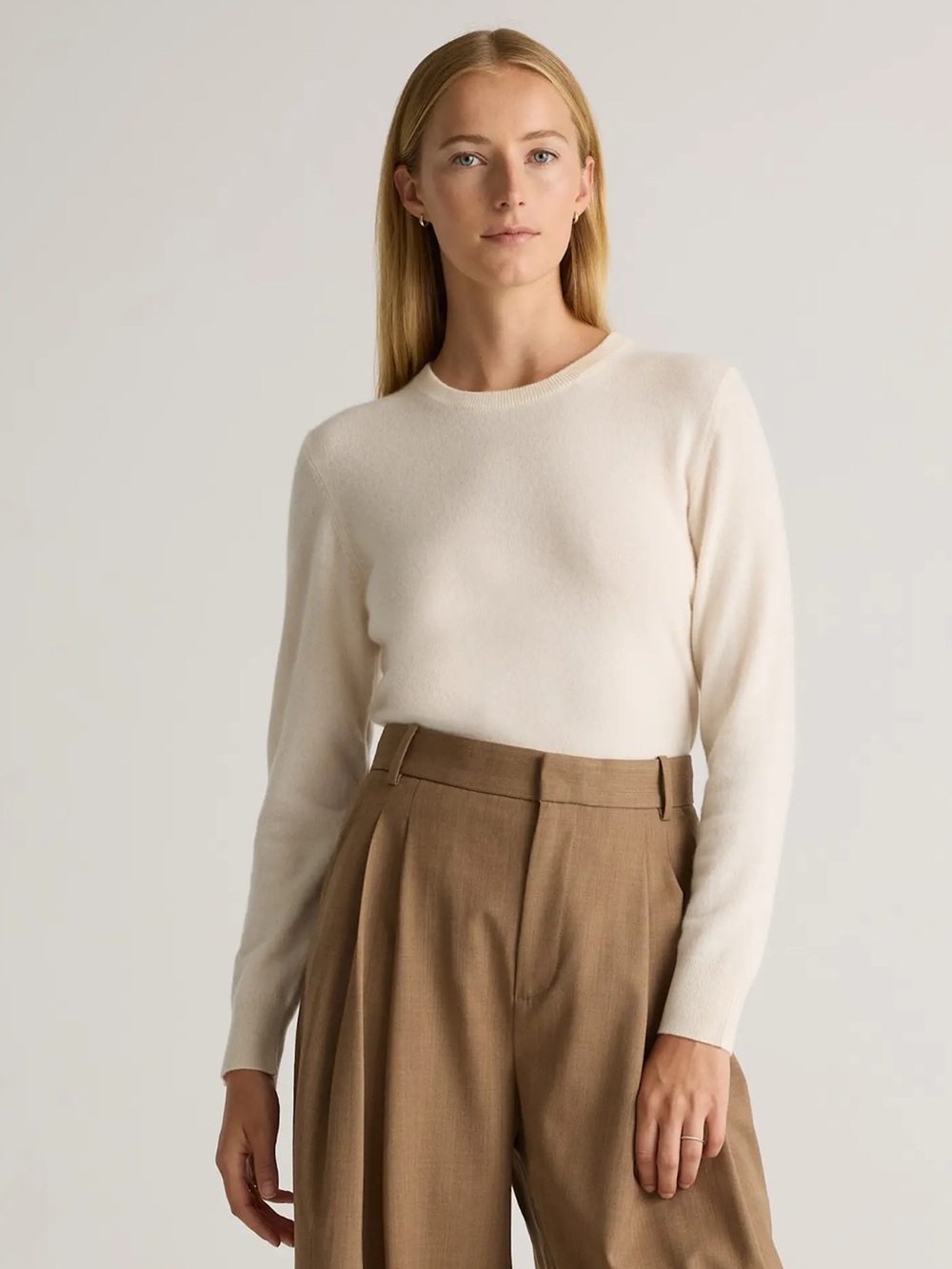 Quince 100% Mongolian Cashmere Crewneck Sweater in Ivory NWT Medium